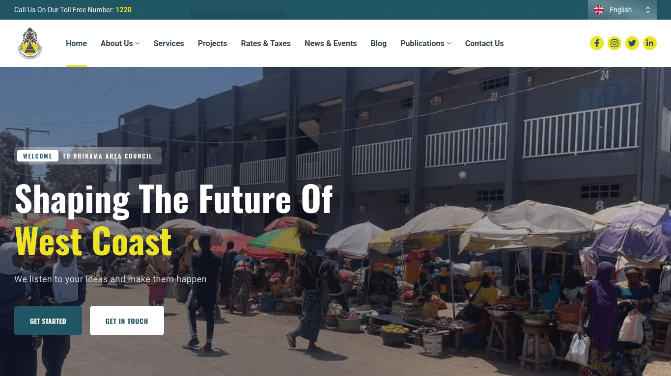 Screenshot of the Brikama Area Council website