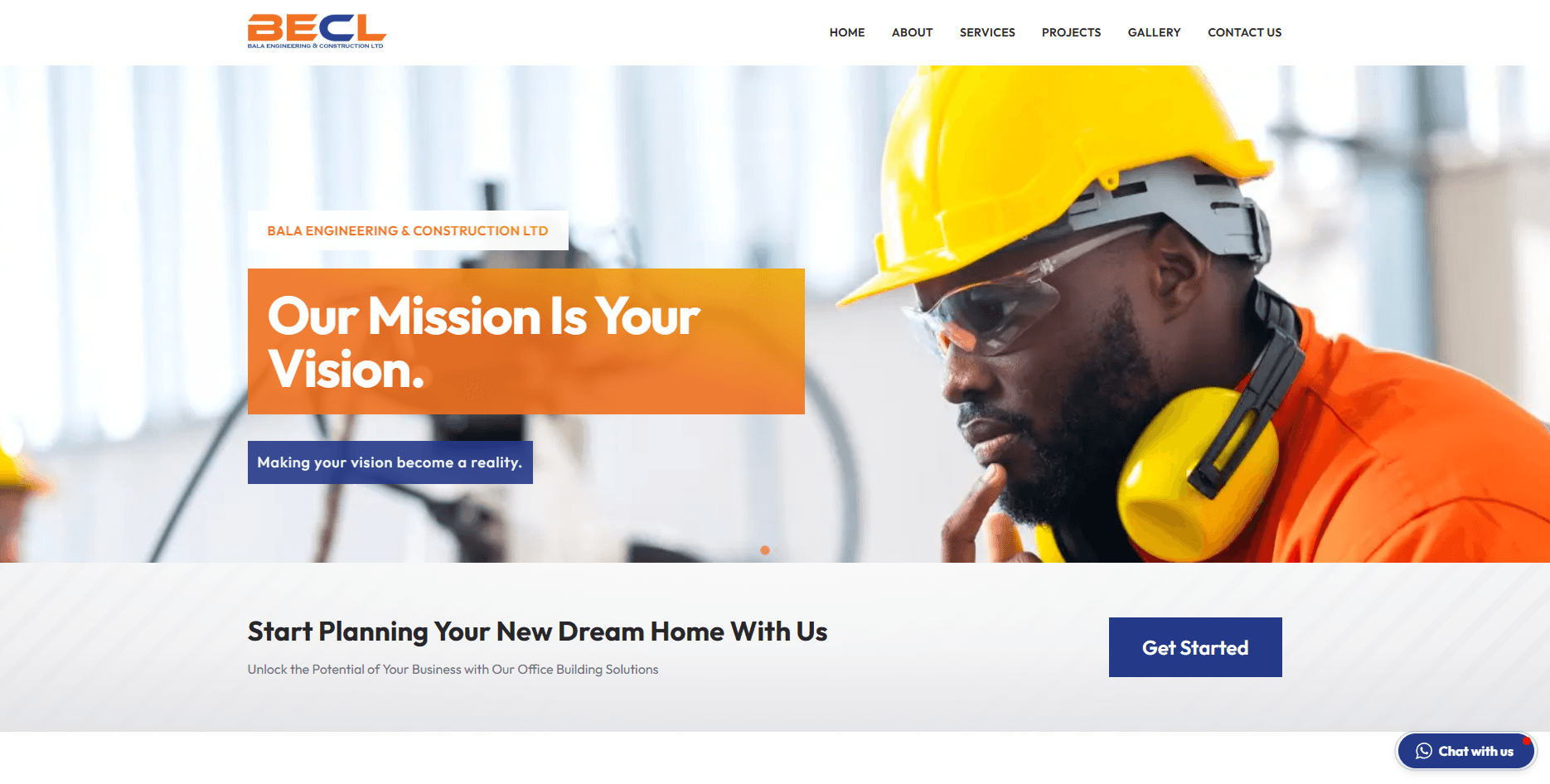 Screenshot of the Bala Engineering & Construction LTD website