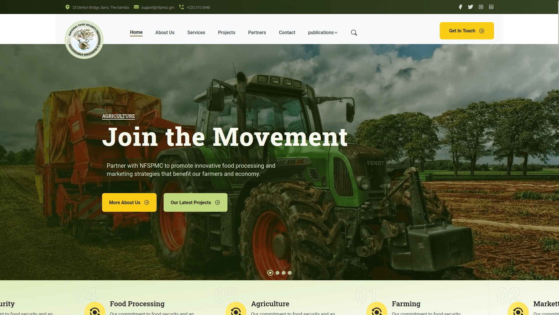 Screenshot of the National Food Security Processing & Marketing Corp. website